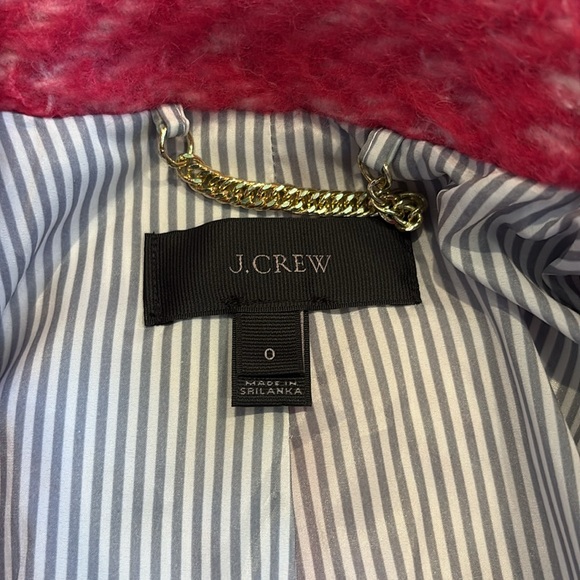 J. Crew Womens Diamond Tweed Peacoat Pink Wool Alpaca Fuzzy Coat Size 0 - Picture 12 of 16